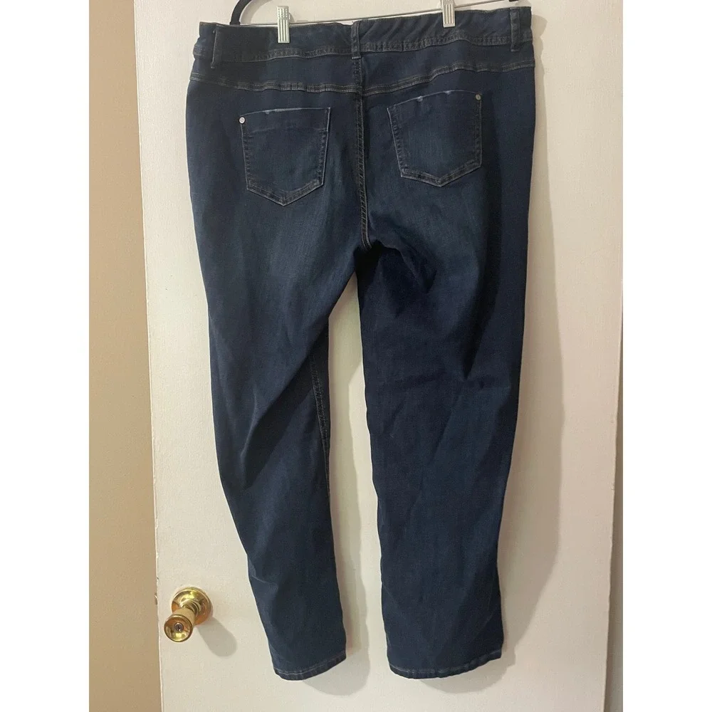 Est. 1946 Denim Curvy Straight Leg Jeans Dark Wash Size 16W Stretch Distressed